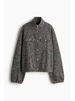 H&M - Women Black Oversized Boucle-Knit Jacket