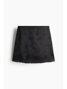 H&M - Women Black Lace-Trimmed Skirt