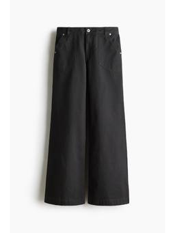 H&M - Women Grey Wide-Leg Cotton Twill Jeans