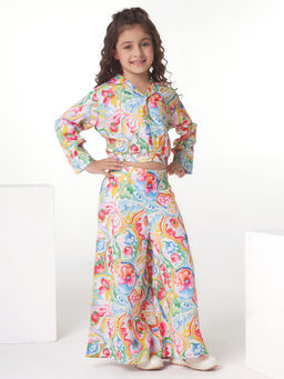 Mini Stitch - Printed Full Sleeves 2 Piece For Baby Girls-Orange (Set of 2)