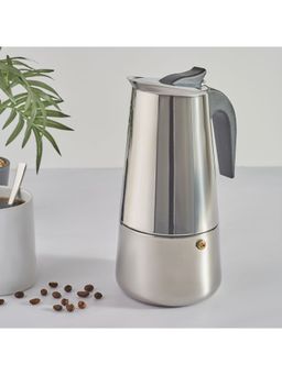 HomeTown - Brew Steel Moka Pot Coffee Maker 450 Ml In Silver Colour