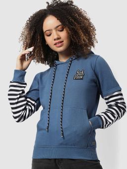 PINACOLADA - Womens Blue Sweatshirt With Hoodie