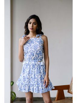 Bakhiya Jaipur - Santorini Cotton Floral Mini Dress