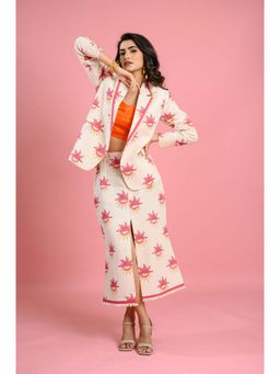 Bakhiya Jaipur - Chandra Printed Blazer with Crop Top and Skirt