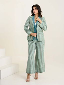 Bakhiya Jaipur - Multi-Color Spruce Stripes Co-Ord Set