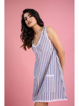 Bakhiya Jaipur - Lined Cotton Stripes Mini Dress