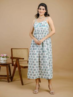 Bakhiya Jaipur - Savanna Cotton Printed Midi Dress