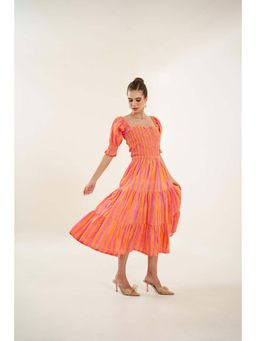 Bakhiya Jaipur - Sweet Cotton Stripes Midi Dress