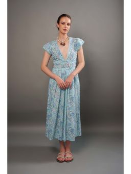 Bakhiya Jaipur - Icy Cotton Floral Midi Dress