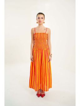 Bakhiya Jaipur - Surya Cotton Stripes Maxi Dress