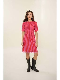 Bakhiya Jaipur - Love Cotton Stripes Knee Length Dress