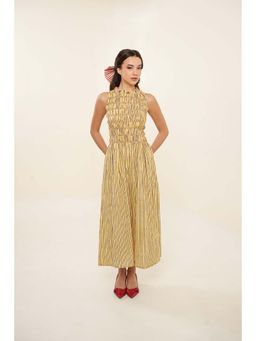 Bakhiya Jaipur - Taarini Cotton Stripes Midi Dress