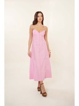 Bakhiya Jaipur - Starlette Cotton Solid Midi Dress