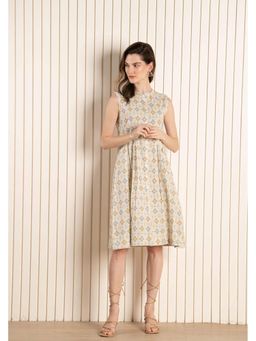 EKOHUM - Beige Ikhat Cotton Flex Dress