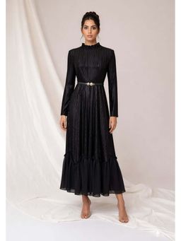 Onto by Aanchal - Black Novelle Pleated Maxi Dress Ress