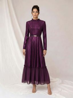 Onto by Aanchal - Purple Novelle Pleated Maxi Dress Ress