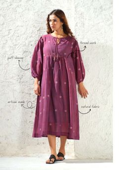 Thread Game - Purple Jamdani Flared Dress