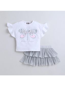 Little Kangaroos - Girls White T-Shirt with Skirt