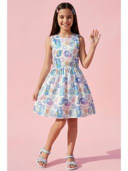 TINY GIRL - Barbie By Sleeveless Aii Over Printed Dress- Multi-Color