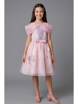 TINY GIRL - Barbie By Cold Shoulder Sequin Detailed Dress- Light Pink