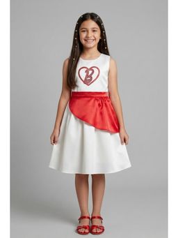 TINY GIRL - Barbie By Sleeveless Brand Name Text Printed Dress- White