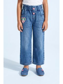 TINY GIRL - Barbie By Solid Brand Name Printed Jeans- Dark Blue