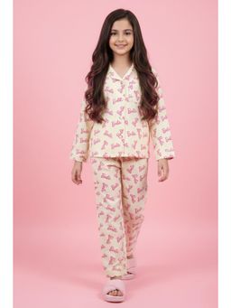 TINY GIRL - Barbie by Cotton Half Sleeves Shirt and Pyjama - Multi-Color