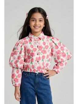 TINY GIRL - Full Sleeves Floral Printed Top- Pink
