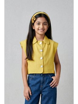 TINY GIRL - Half Sleeves Solid Shirt- Yellow