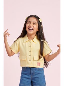 TINY GIRL - Half Sleeves Solid Shirt- Lemon