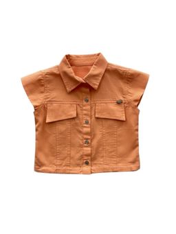 TINY GIRL - Half Sleeves Solid Shirt- Peach