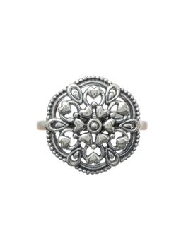 Sheer by Priyaasi - Oxidised Silver Floral Hearts Boho Ring