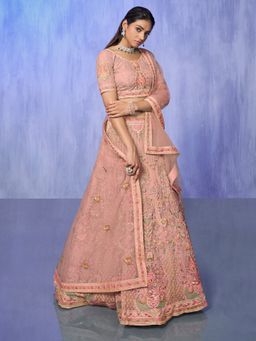 Odette - Mauve Embroidered Semi Stitched Lehenga with Blouse & Dupatta (Set of 3)