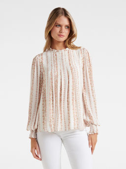 Forever New - Porcelain Hardwood Ditsy Narelle Pleat Detail Blouse White