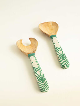 Freedom Tree - Arka Wood & Enamel Stem Green Salad Server