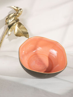 Freedom Tree - Solaire Ceramic Orange & Charcoal Black Large Serving Bowl