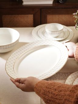 Pure Home + Living - Ivory Ceramic Rice Platter