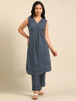 Imara - Navy Blue Printed Co-Ord (Set of 2)