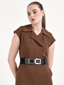 Kazo - Black Metal Buckle Broad Elasticated Belt