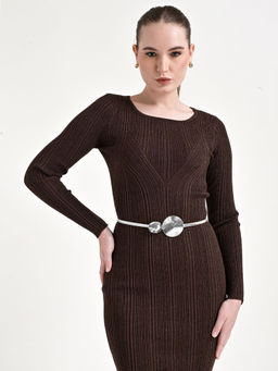 Kazo - Silver Metallic Elasticated Thin Belt