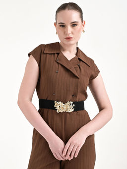 Kazo - Black Statement Buckle Broad Belt