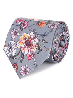 Tossido - Grey Printed Microfiber Necktie