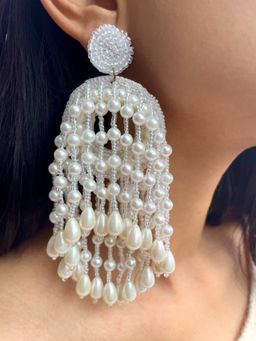 ISHKAARA - Pearl Waterfall Long Drop Ethnic Earrings