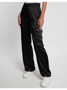 Threadbare - Black Satin Utility Cargo Pocket Combat Trousers