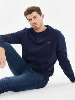 Threadbare - Men Navy Crew Neck Sweatshirt