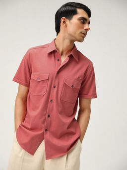 Andamen - Regular Fit Men Semi Casual Red Front Pocket Shirt