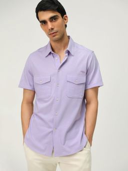 Andamen - Regular Fit Men Semi Casual Lavender Front Pocket Shirt