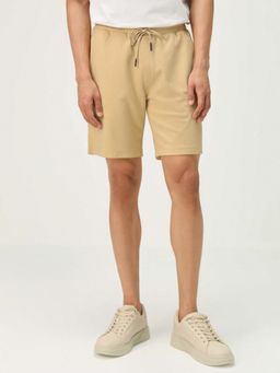 Andamen - Regular Fit Men Casual Beige Adjustable Waist Band Shorts