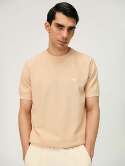 Andamen - Regular Fit Men Casual Pink Crew Neck T-Shirt