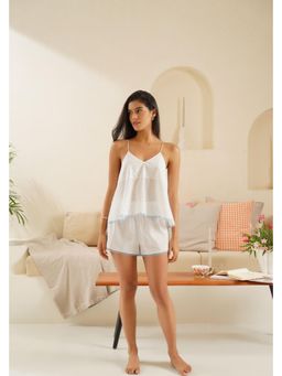 Muvazo - Serene Breeze White Camisole with Shorts